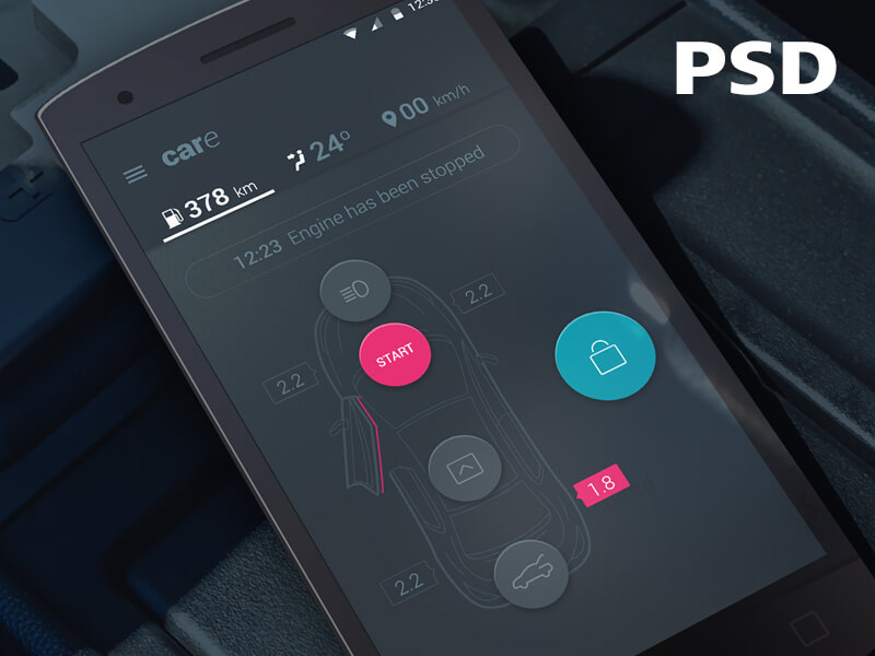 Car Remote Control App Design [PSD]