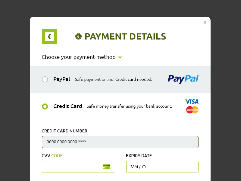 Payment Details Lightbox [PSD]