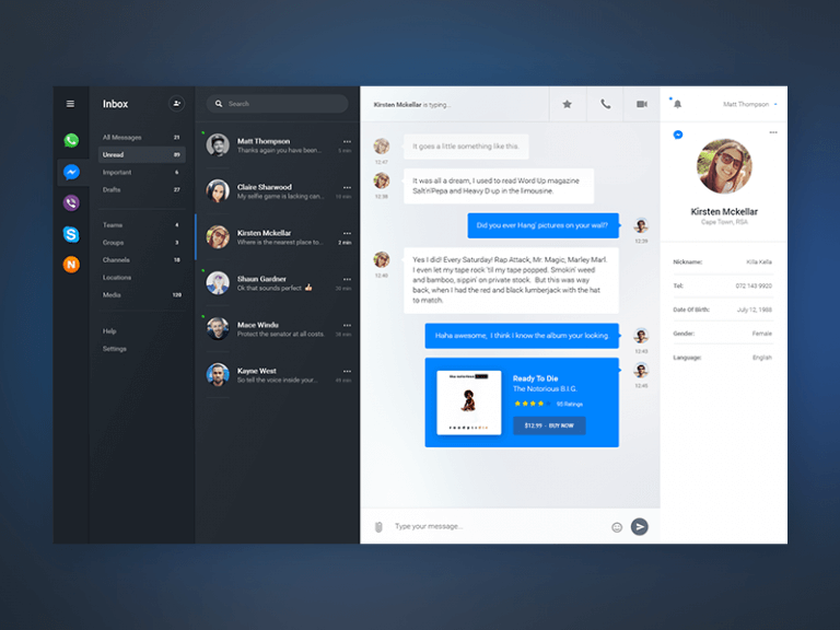 Chat Dashboard PSD