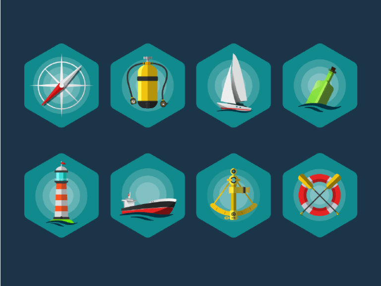 Sea Icon set EPS