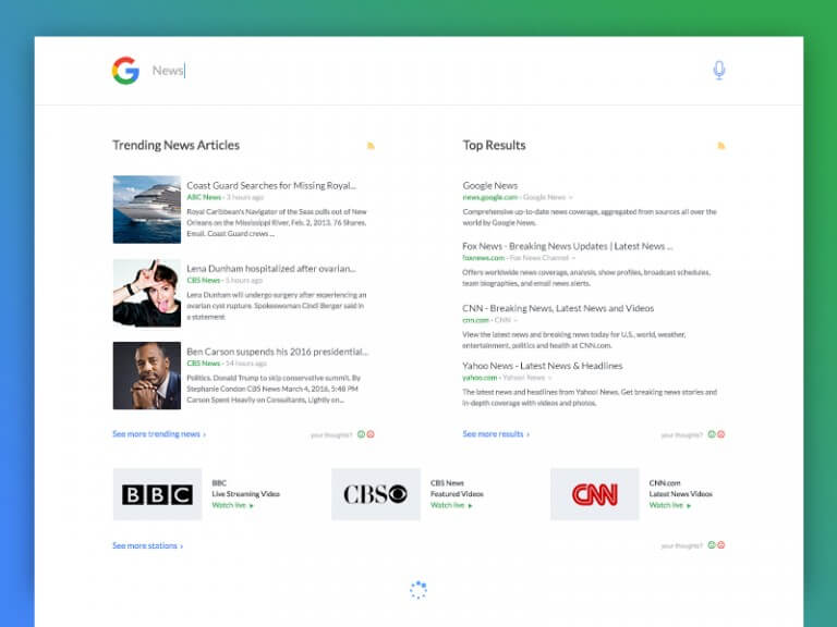 Google search news PSD