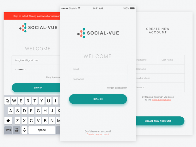 Sign in & Sign up Screen Sektch app