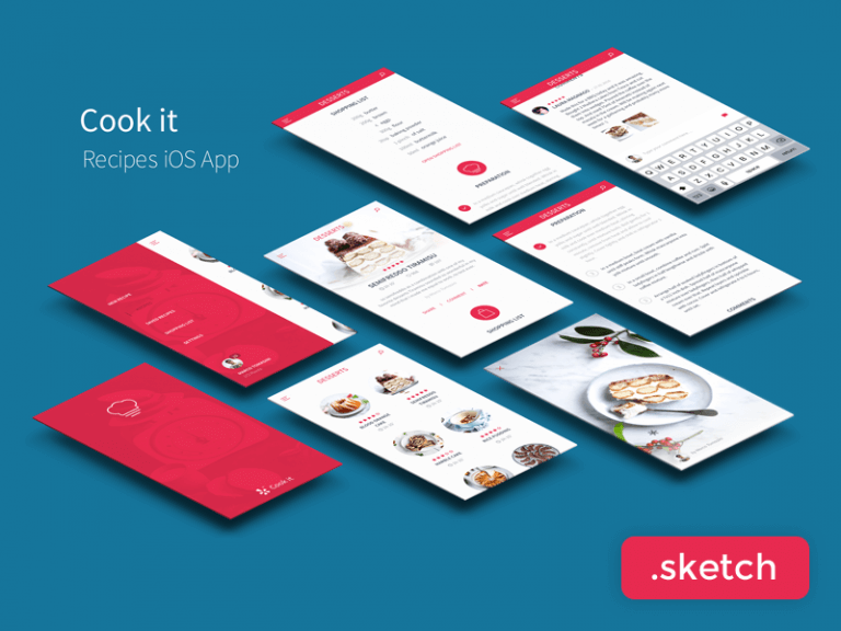 Recipes App UI Kit Sketch