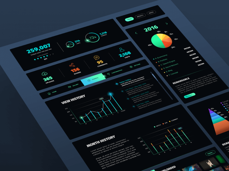 Black UI kit PSD