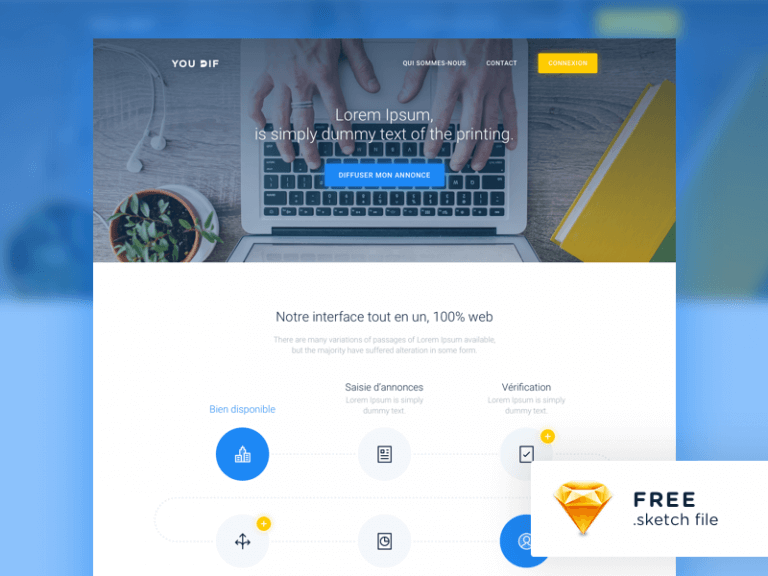 Minimalist Website Template Sketchapp