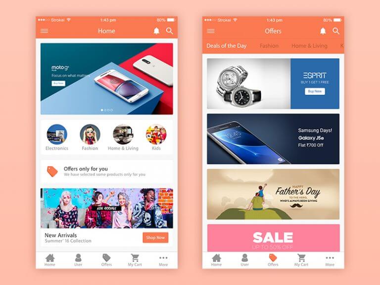 eCommerce iPhone app PSD