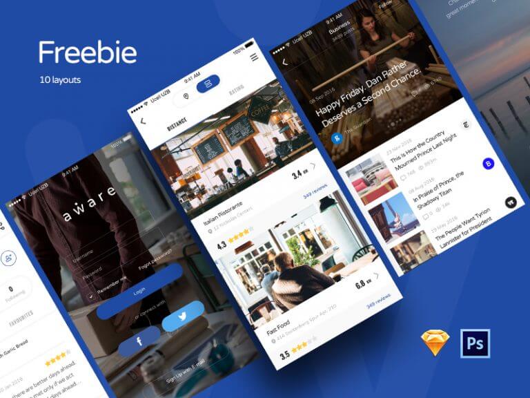 Mobile UI/UX Kit PSD-Sketch