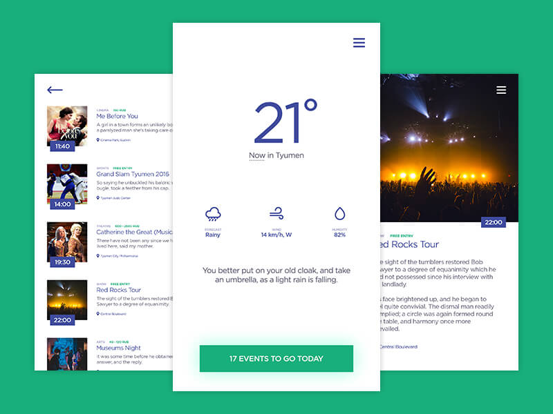 Weather & Events App PSD