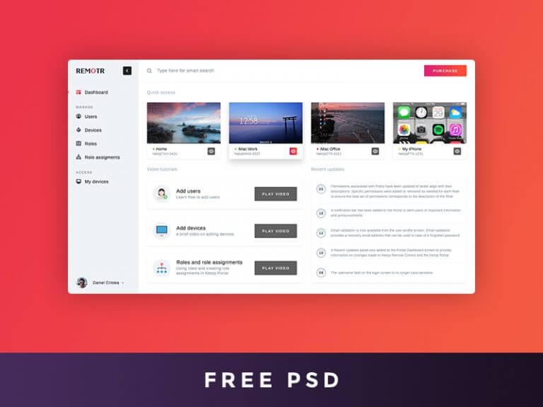 Remote Control Dashboard PSD