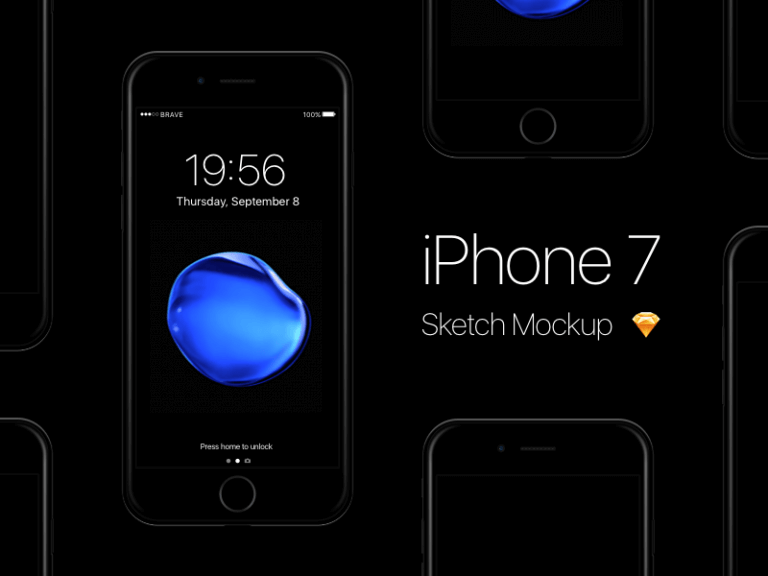iPhone 7 Jet Black Mockup Sketch app