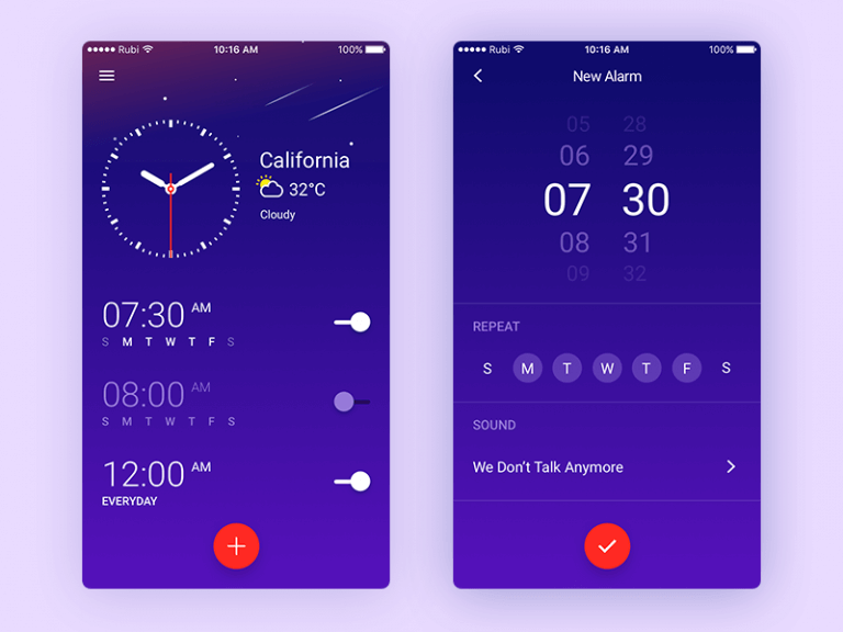Clock app Design Sketch