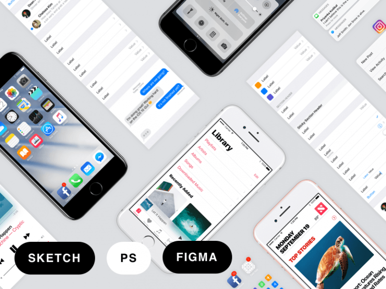 Facebook iOS 10 Sketch, PSD, Figma Guideline