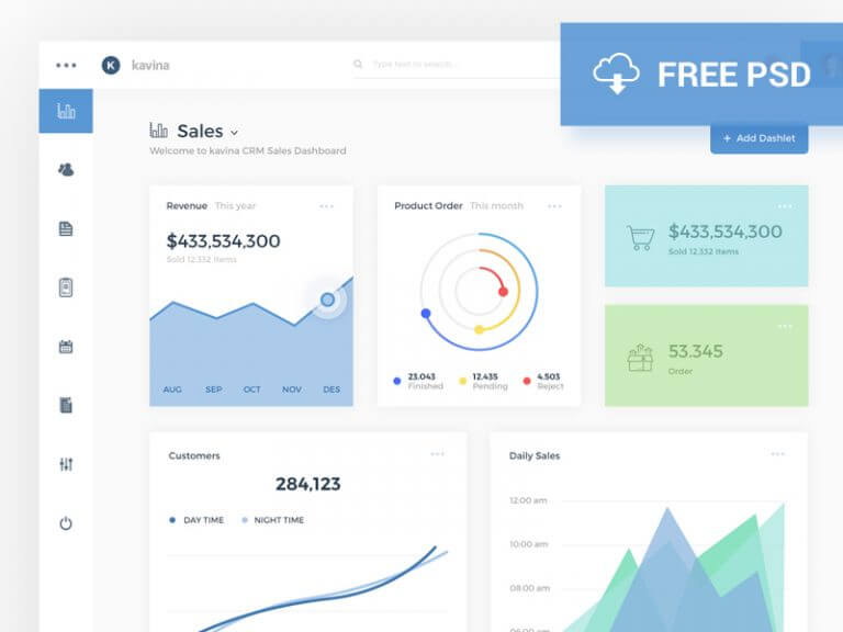 Kavina Dashboard Template Free PSD
