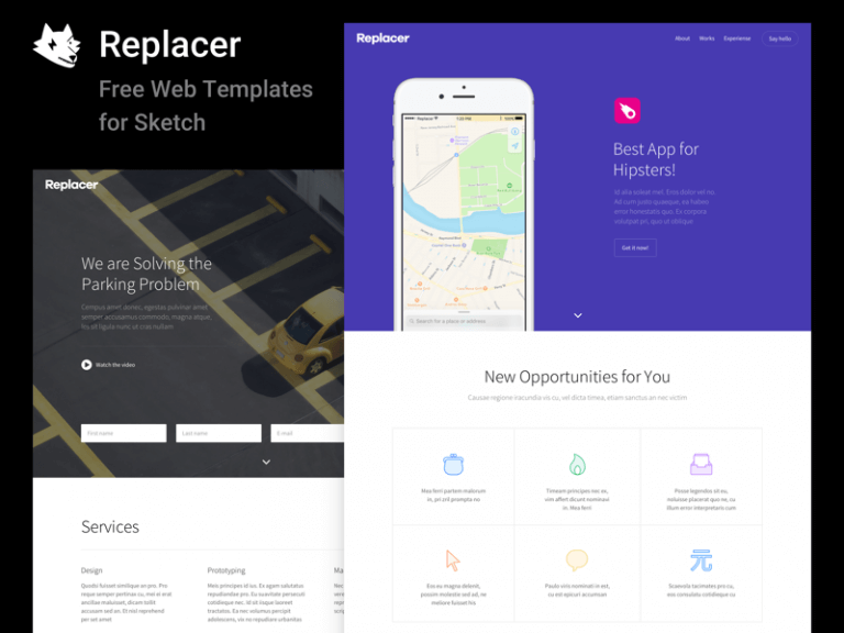 Replacer UI Kit - Free Web Templates
