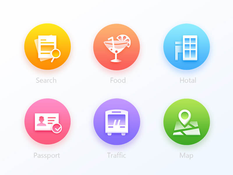 6 colorful icons PSD