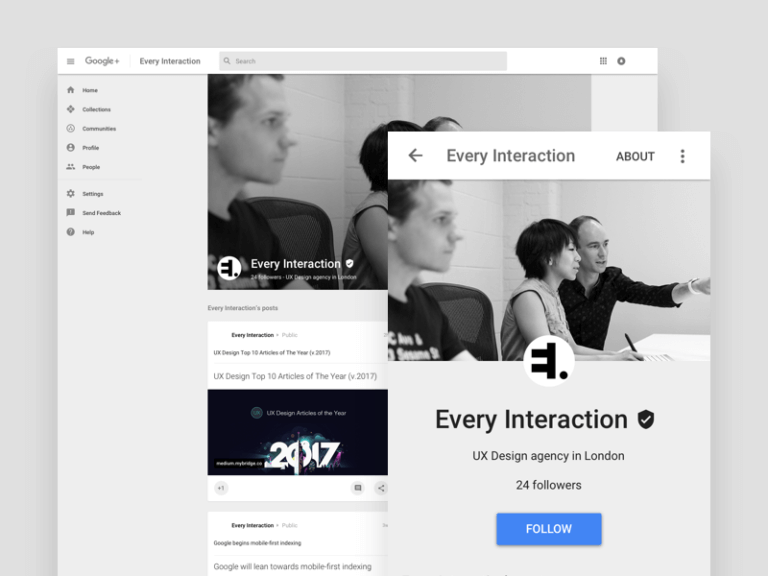Google Profile GUI Design Sketch/PSD