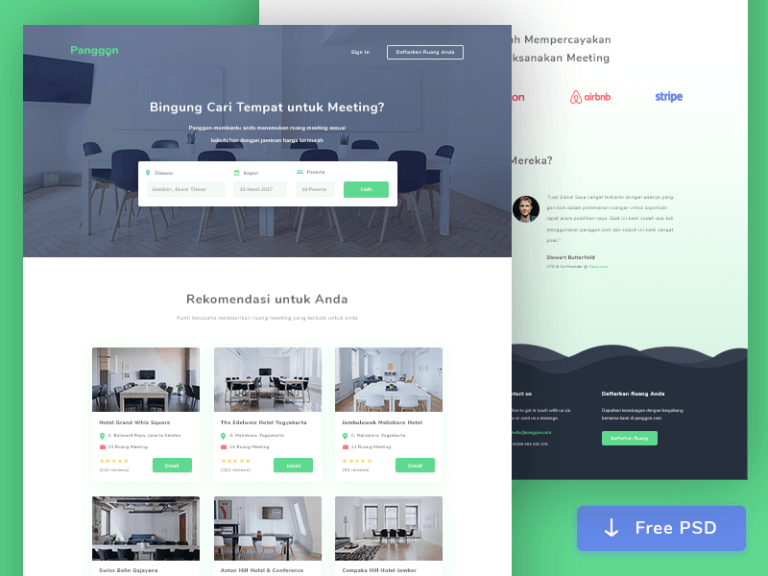 Meeting Room Booking Web Design PSD