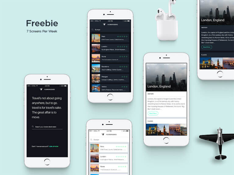 Travel app design PSD