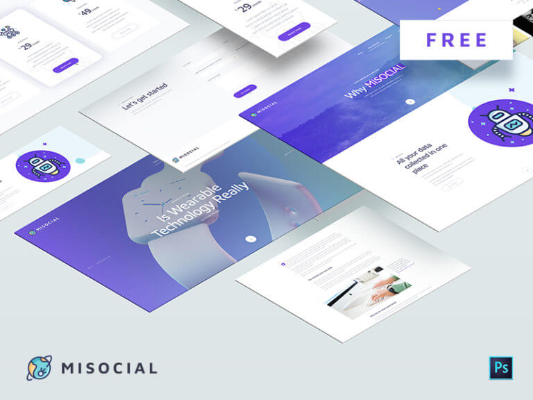 Misocial Web PSD Template