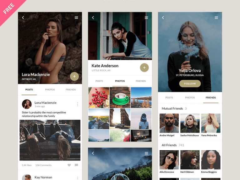Mobile app Ui Kit Free PSD