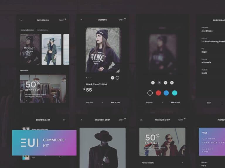 E-commerce UI Kit Screens PSD