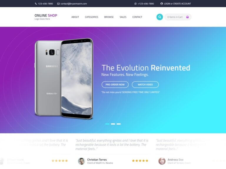 Online Shop Website Template PSD