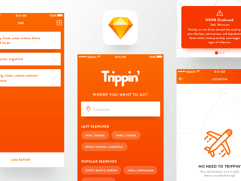 Trippin App design sketchapp