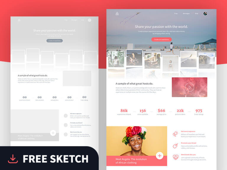 Airbnb landing page sketch app