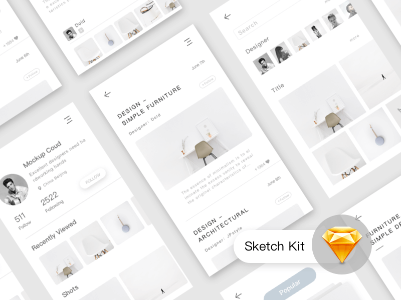 Furniture App UI Kit Sketch App