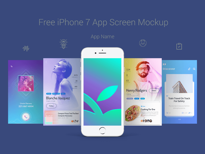 iPhone 7 App Screen Mockup PSD