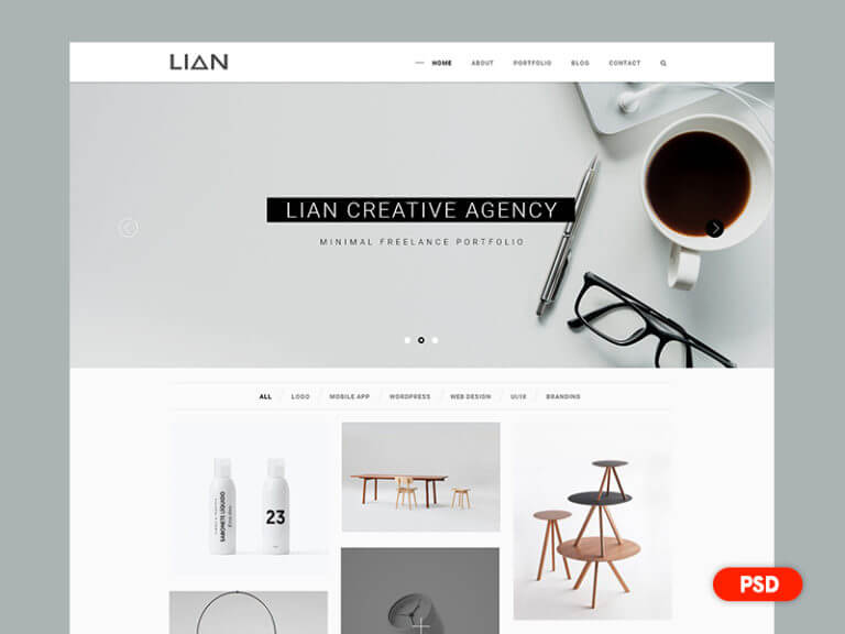 Minimal portfolio webdesign PSD