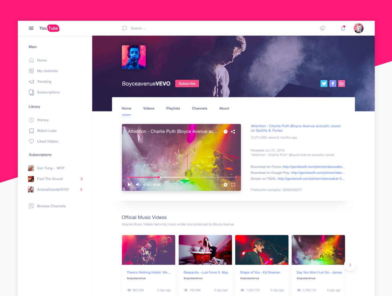 YouTube Redesign FREE PSD