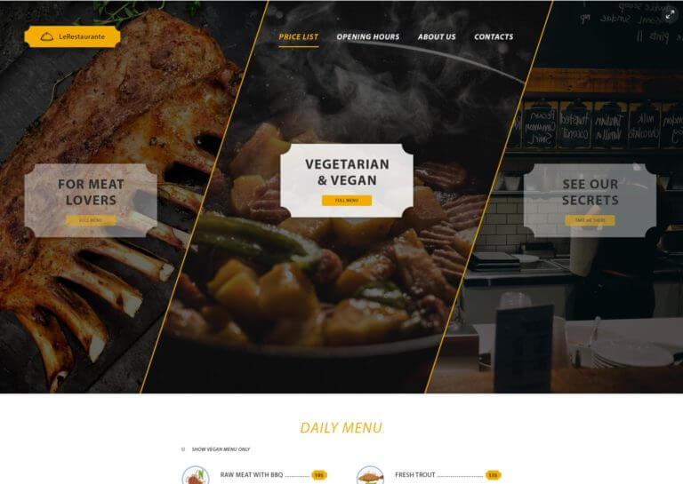 Restaurant Landing Page PSD