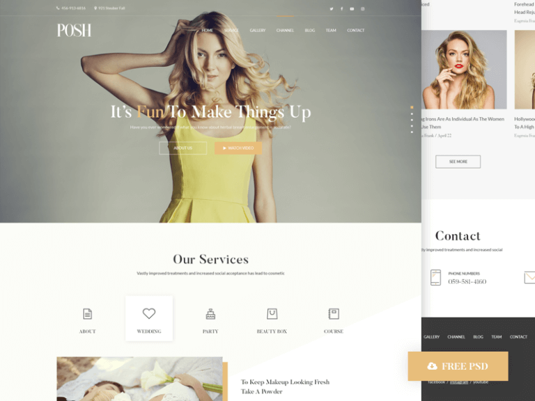 Posh Beauty Homepage PSD