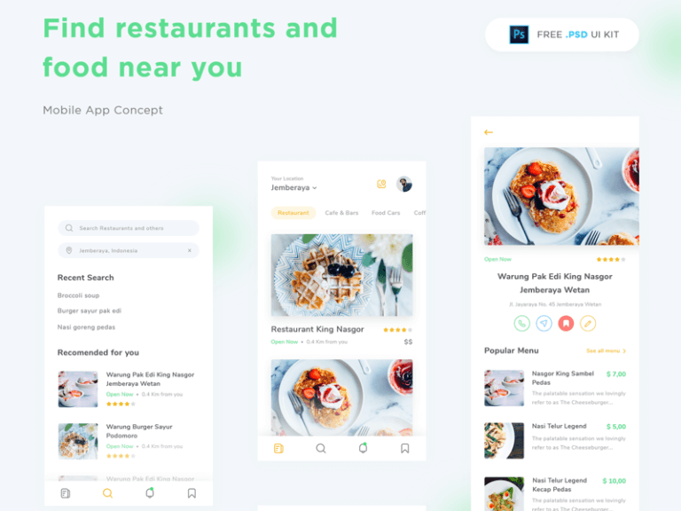 Restaurant App FREE PSD