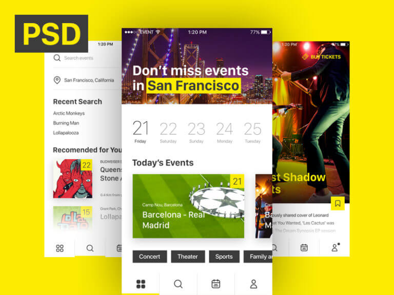 Event & Ticket Sales App PSD