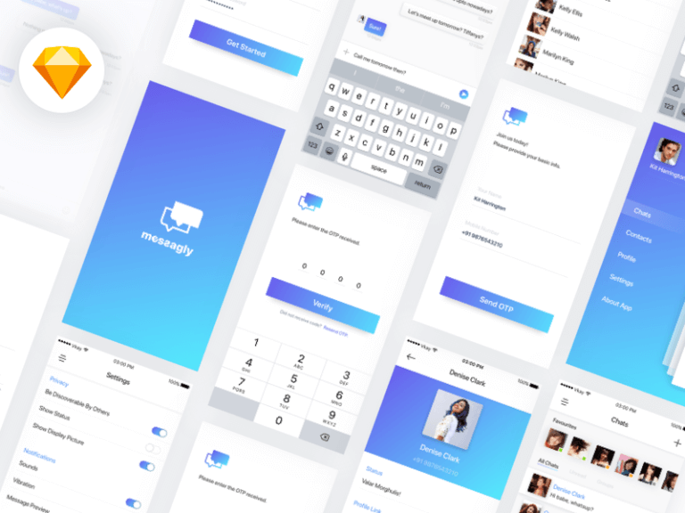 Messagly Freebie UI Kit Sketchapp FREE