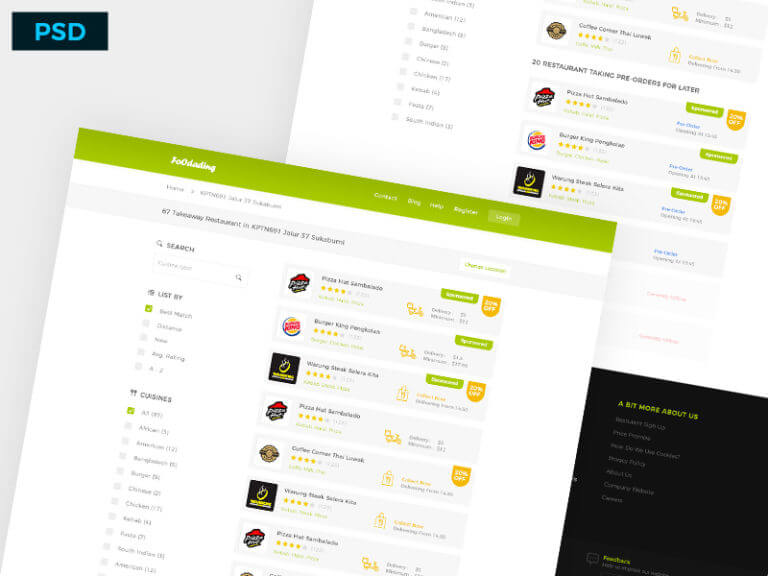 Foodading Website Design PSD
