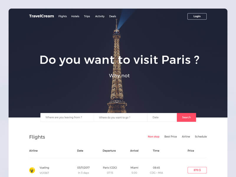Travel Guide Landing Page PSD