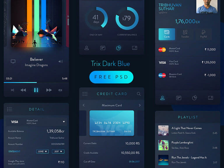 Trix mobile UI Kit psd