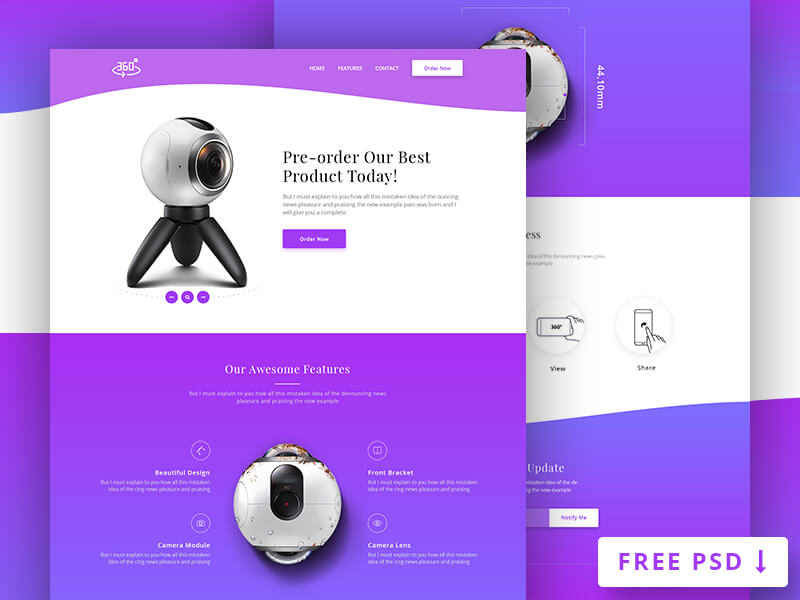 360 Degree Product Landing Page PSD