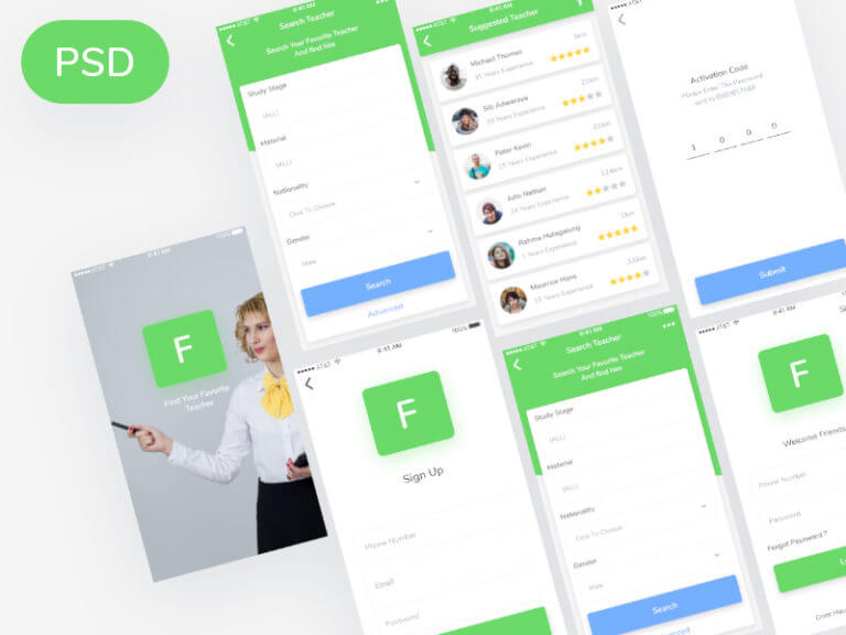 Finder Teacher Apps PSD