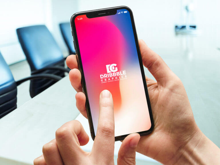 Free Woman Using iPhone X Mockup PSD