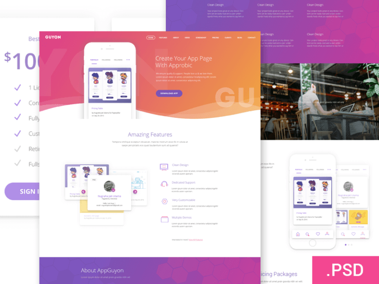 Guyon Website Template PSD