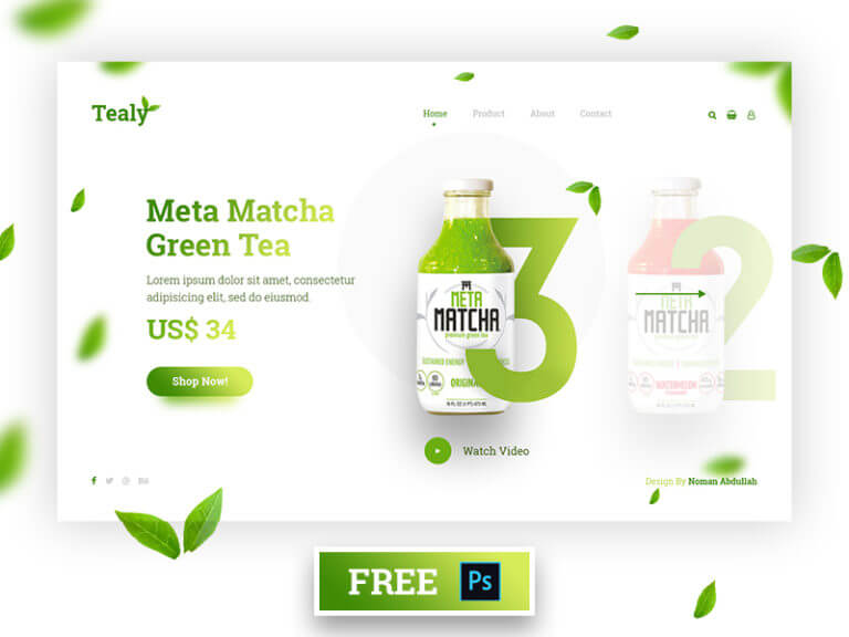Tealy Homepage PSD