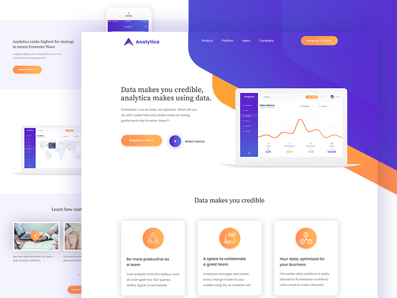 Analytica Landing page PSD