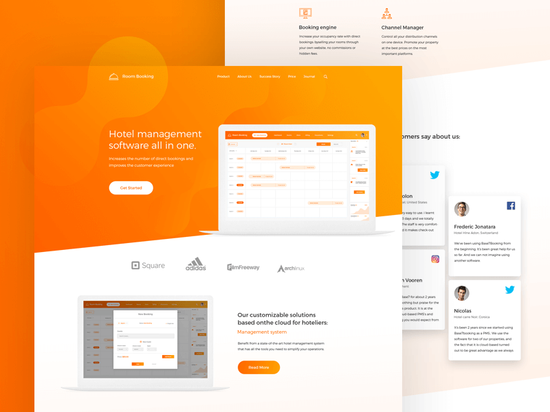 Roombooking Landing page PSD
