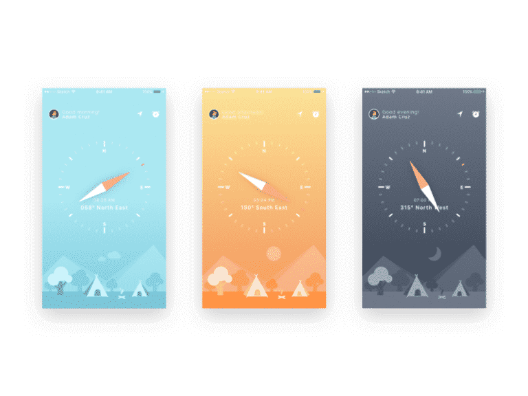 Compass UI and iphone wallpapers Sketch