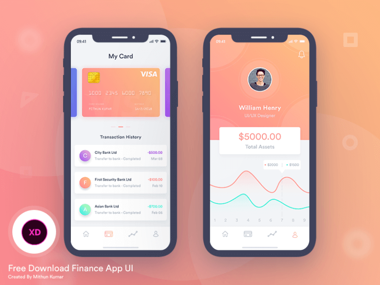 Finance Mobile App UI XD