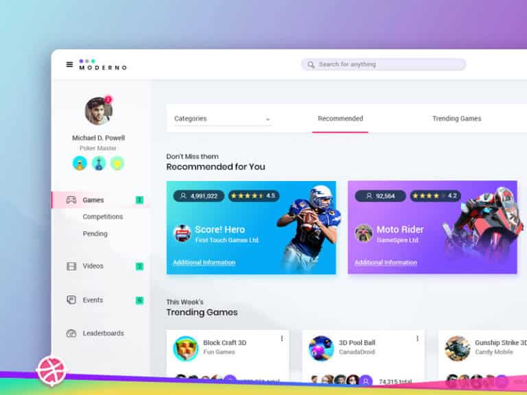 Web Dashboard design PSD